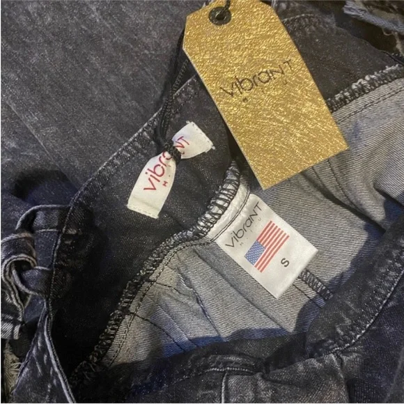 Washed Black Ruffle Overalls with Belt New With Tags